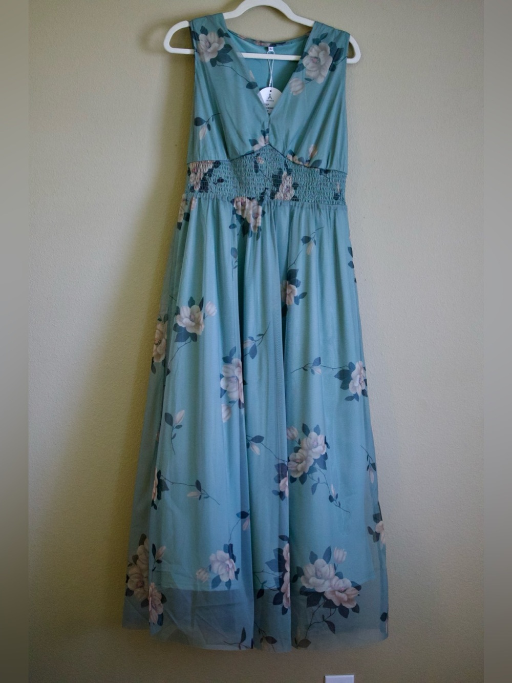 NWT Sage Floral Mesh Maxi Dress Size Large